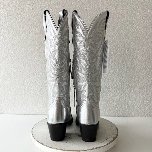 Lane SMOKESHOW Womens Cowboy Boots 7 Silver Trail Western Cowgirl Mid Calf Tall - Picture 4 of 16